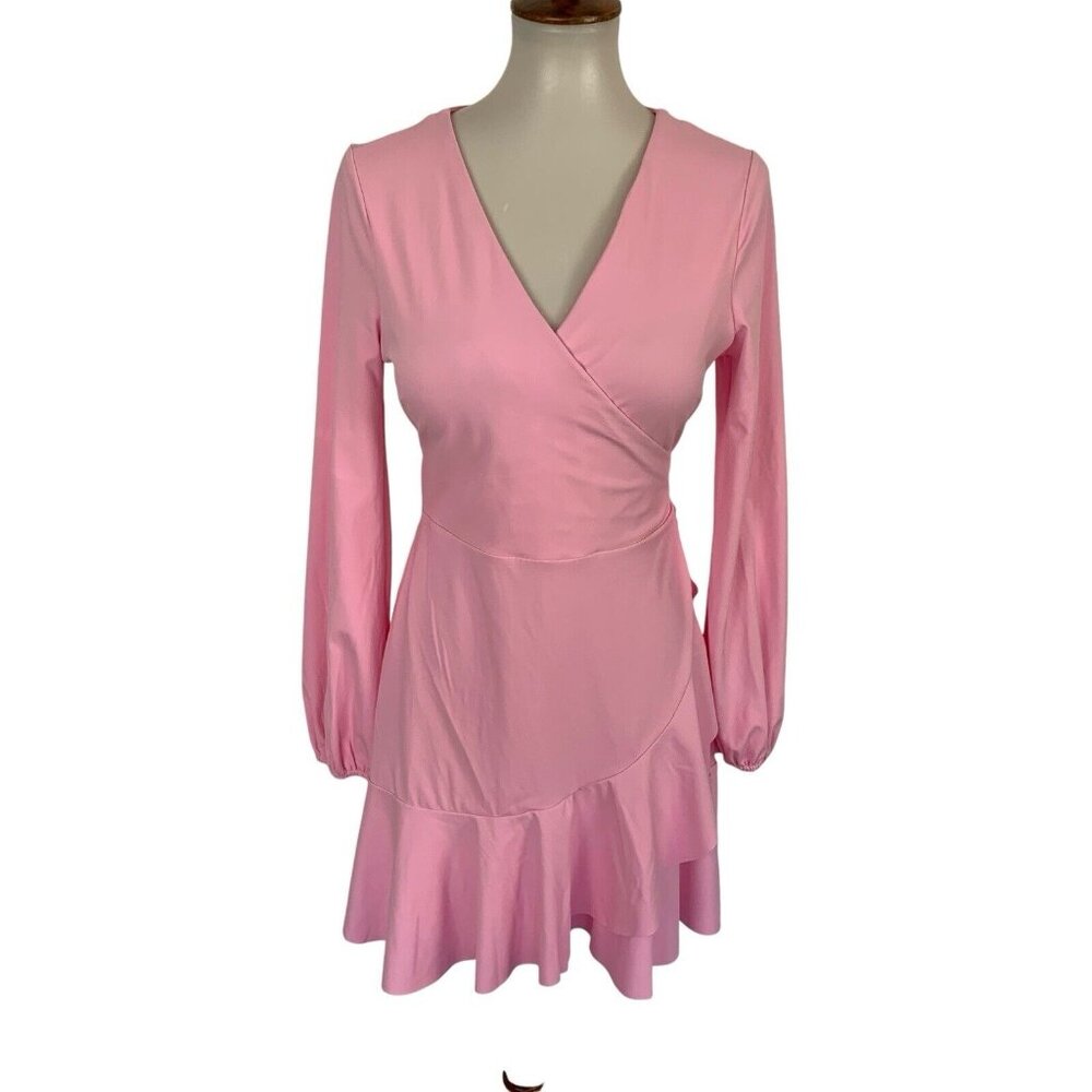 Halara Women’s Wrap Dress Large Pink Long Sleeve NWT